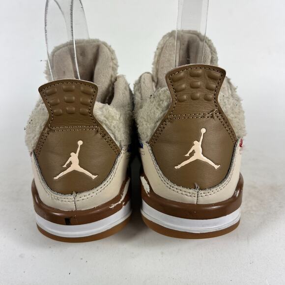 Air Jordan 4 Retro Wild Things Sneaker Unisex 2Y Cream Lace Up athletic Shoes - Picture 7 of 12
